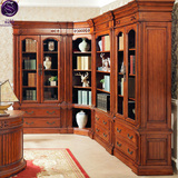 塞瓦那莉别墅欧式实木书柜书橱展示柜转角自由组合美式书房家具M1