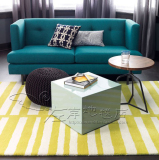 时尚黄色条纹宜家地毯客厅茶几沙发地毯卧室床边玄关手工腈纶地毯