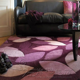 时尚紫色叶子宜家地毯客厅茶几沙发地毯卧室床边手工腈纶地毯定制