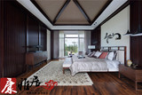 新中式卧室家具1.8米双人床 酒店宾馆布艺床 软靠实木床 简约婚床