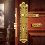 中式门锁纯铜室内房门锁别墅双开子母门锁入户大门锁实木门锁仿古