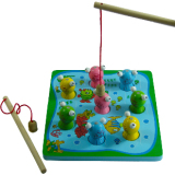 儿童钓鱼玩具 磁性 戏水 木制宝宝钓鱼玩具 1-2岁 3D小猫全国包邮