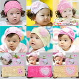 宝宝假发帽子夏季0-3-6-12个月婴儿发带空顶帽卤门帽韩版公主可爱