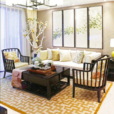 新中式现代样板间家用客厅沙发地毯茶几垫卧室床边书房中国风定制