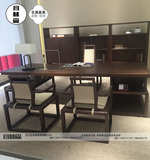 新中式实木书桌办公室家具组合老板电脑桌椅书柜子简约禅意大班台