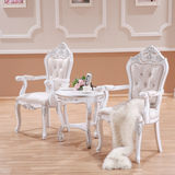 欧式餐椅 椅子新古典洽谈椅 白色描银 售楼部接待椅 实木家具