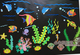 幼儿园小学教室黑板报主题海底世界海洋鱼布置泡沫墙贴乌龟海水草