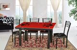 N成都合家欢出租房屋家具直销钢化玻璃餐桌长方形简约现代特价4人