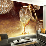 欧式立体金色钻石叶子电视背景墙大型壁画客厅卧室无缝墙纸3d壁纸