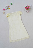 2013夏季新款曼娅奴女装韩版修身包臀镂空刺绣短袖连衣裙
