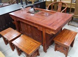 实木茶桌 仿古中式家具 南榆木泡茶桌将军台 雕刻功夫茶桌椅组合