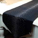 后现代新古典欧式简欧法式样板房软装饰品绒布黑色桌旗床旗桌布