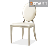 欧式奢华餐椅 简约现代黑色白色不锈钢皮面餐椅