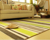 清爽简约绿色条纹地毯客厅茶几卧室床边毯 定制满铺加厚腈纶水洗