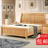 现代简约中式全实木床1.5 1.8米双人床 单人橡木床 婚床 实木家具
