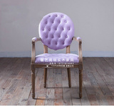 2016新款新古典布艺餐椅美式欧式实木橡木酒店样板房展示休闲椅子