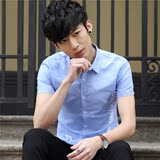 卡宾男士衬衫长袖薄款纯色寸衫韩版修身型休闲青年流行男夏季衬衣