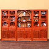 明清中式古典仿古家具实木榆木书柜二门二斗书架书房三层书架特价
