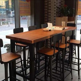 美式吧台高脚桌椅咖啡厅酒吧简约休闲迪吧桌椅铁艺复古实木餐桌椅