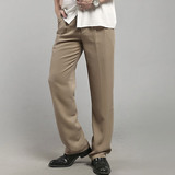 杭州丝绸重磅加厚纯真丝男裤100%桑蚕丝商务中年男士休闲长裤夏季