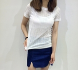 韩版新款简约设计感圆领冰丝针织衫半透明短袖百搭显瘦女透视装夏