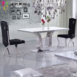 欧式不锈钢餐桌长方形大理石面简约后现代定制大小户型创意餐桌椅