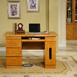 实木电脑桌1.4米实木办公台橡木写字台台式电脑桌带抽屉特价包邮