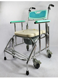 台湾富士康多功能铝合金带轮坐便椅坐便器老人洗澡椅移动马桶椅