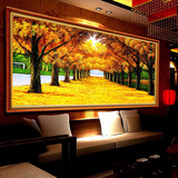 蒙娜丽莎十字绣客厅山水画黄金满地简约现代大幅满绣风景挂画2米