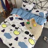 卡通奶牛儿童韩国可爱被套床单三4四件套男女孩纯棉床上用品蓝色