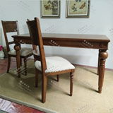 新品实拍法式实木餐桌椅组合 高端美式复古做旧餐桌 长形饭桌会议