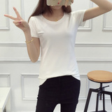 夏季短袖t恤女弹力大码修身显瘦黑白色韩版打底衫学生上衣潮