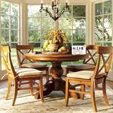 美式家具HH全实木红橡木可伸缩餐桌折叠圆桌椭圆形餐桌餐椅定制做