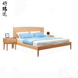 纯实木1.8米床 简约现代全橡木双人床 日式宜家经济型1.5米原木床