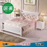 实木床1.8米松木双人床1.5儿童公主床成人婚床高箱储物床白色定做