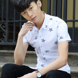 2016夏季新款男士短袖衬衫韩版修身时尚休闲商务免烫青少年寸衣潮
