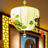 新中式手绘国画仿古吊灯 酒店会所茶楼灯具 餐厅客厅工程定制灯