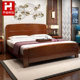 全实木床1.5米 1.8米 橡木床 双人床中式家具 高箱储物婚床大床