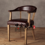 美式乡村复古实木餐椅欧式漫咖啡椅法式休闲椅酒店咖啡椅子书桌椅