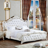 浪漫欧式双人皮床1.8米豪华雕花公主奢华真皮婚床卧室家具