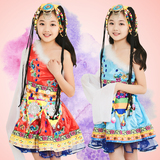 六一儿童女童藏族舞蹈演出服装水袖幼儿园表演服装学生舞蹈服