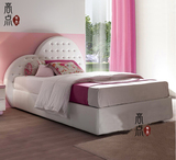 美式儿童床皮床粉色女孩床1.5大童储物床1.2米青少年梦幻公主软床