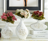 简约现代陶瓷白色花瓶三件套 客厅装饰柜家居饰品桌面插花摆件