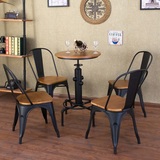 厂家直销铁艺咖啡厅原木餐桌椅复古吧台凳户外阳台桌酒吧休闲圆桌