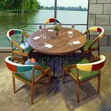 咖啡厅桌椅 时尚混搭拼色复古工业风西餐厅 特色餐馆主题餐厅桌椅