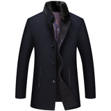 品牌男装冬季2015立领中长款羊毛呢大衣休闲男士双面呢子外套