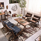 北欧实木单人沙发桌椅子组合客厅茶几休闲椅咖啡厅创意扶手椅餐椅