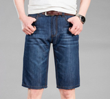 夏季中年男装时尚都市经典简约宽松直筒男士中低腰薄款短裤牛仔裤