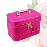 2016韩版新款蝴蝶结方形手提时尚化妆包箱pu皮立方体式纯色旅行包