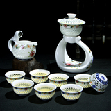 陶瓷玲珑半全自动青花瓷茶具功夫镂空创意陶瓷懒人从泡茶器盖碗杯